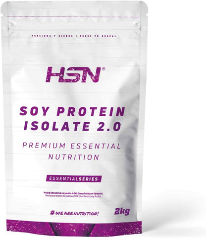Proteína De Soja Aislada De HSN | Sin Sabor 2 Kg = 67 Tomas Por Envase | 100% Vegana | Soy Protein Isolate | No-Gmo, Sin Gluten
