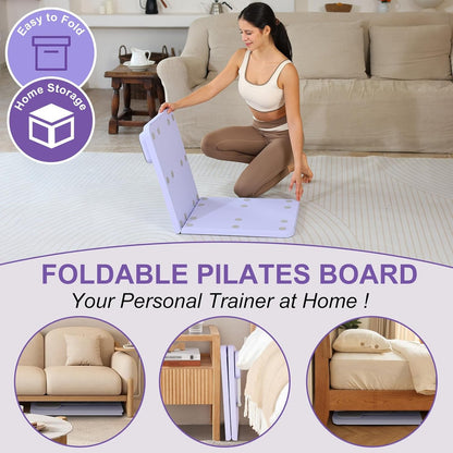 Pilates Board - 2025 Upgraded Plegable Pilates Reformer Machine Set per Hogar Pilates Equipment Multifuncional Rodillo Abdominales Rebote Automático Home Workout(Rosa)