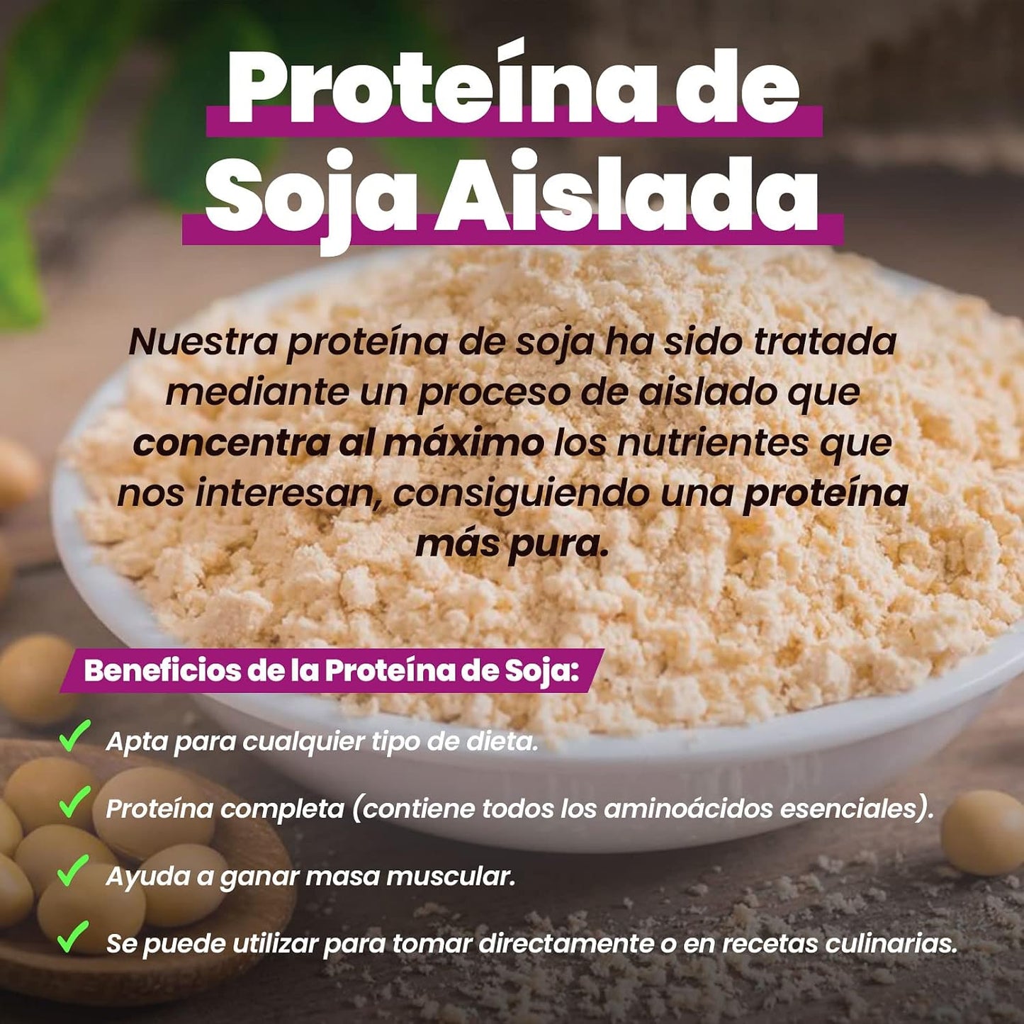 Proteína De Soja Aislada De HSN | Sin Sabor 2 Kg = 67 Tomas Por Envase | 100% Vegana | Soy Protein Isolate | No-Gmo, Sin Gluten