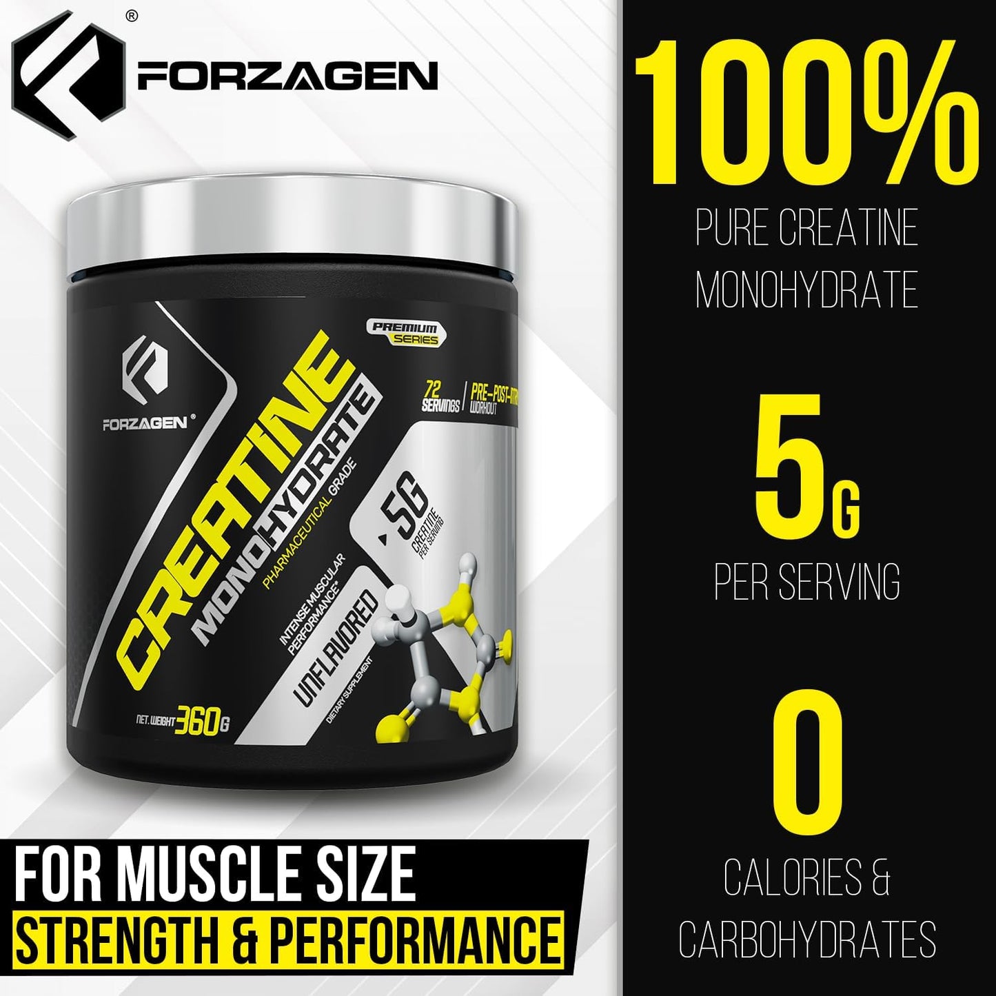 Creatine Monohydrate Powder Unflavored, Micronized Creatine Powder for Muscle Gain for Men & Women, Creatina Monohidratada En Polvo, Creatina Para Aumentar La Masa Muscular - 72 Servings