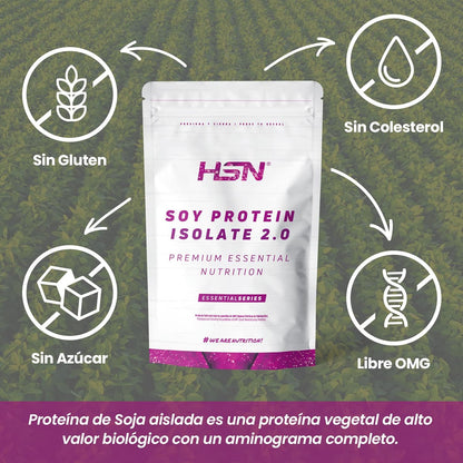 Proteína De Soja Aislada De HSN | Sin Sabor 2 Kg = 67 Tomas Por Envase | 100% Vegana | Soy Protein Isolate | No-Gmo, Sin Gluten