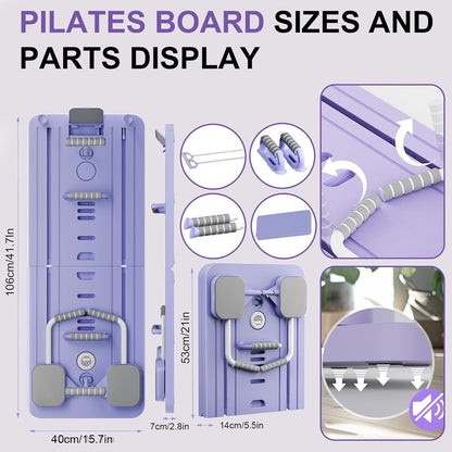 Pilates Board - 2025 Upgraded Plegable Pilates Reformer Machine Set per Hogar Pilates Equipment Multifuncional Rodillo Abdominales Rebote Automático Home Workout(Rosa)