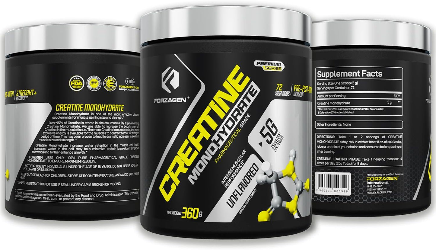 Creatine Monohydrate Powder Unflavored, Micronized Creatine Powder for Muscle Gain for Men & Women, Creatina Monohidratada En Polvo, Creatina Para Aumentar La Masa Muscular - 72 Servings