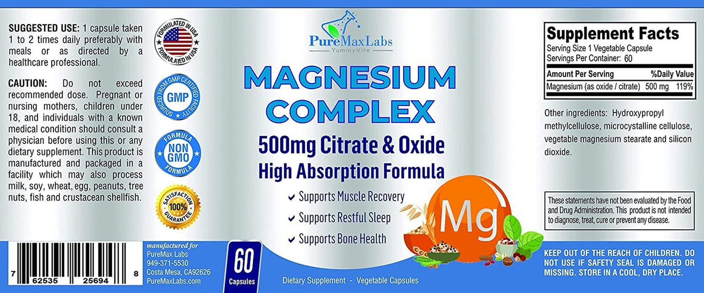 Citrato De Magnesio 500 Mg Pastillas Citrato De Magnesio Tabletas Puro Y Potasio