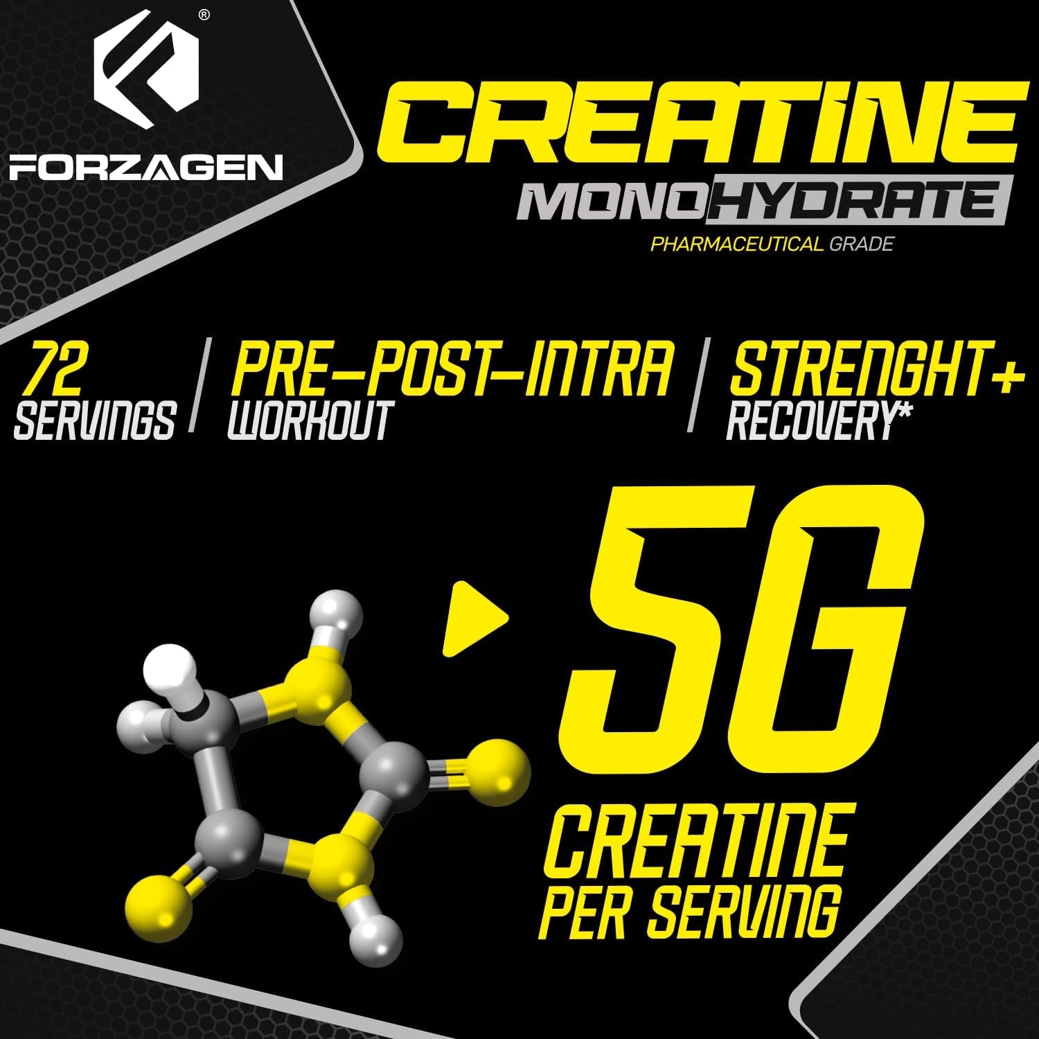 Creatine Monohydrate Powder Unflavored, Micronized Creatine Powder for Muscle Gain for Men & Women, Creatina Monohidratada En Polvo, Creatina Para Aumentar La Masa Muscular - 72 Servings