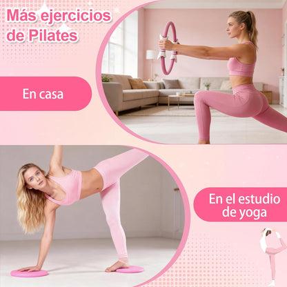Kit Pilates, 14 Piezas Rosa Kit Pilates En Casa Completo Para Casa Con Aro, Pelota, Calcetines Antideslizantes, Pesas Para Muñecas Ajustables Y Bandas De Resistencia – Equipo De Fuerza Y Yoga